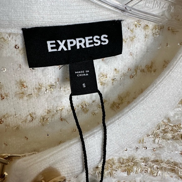 Express Cream and Gold Buttoned Cardigan - Picture 3 of 4